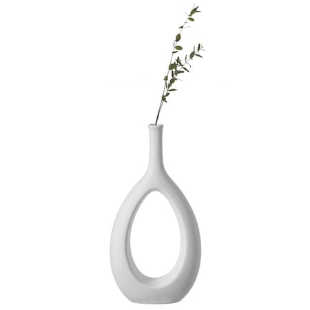 Uniquewise Contemporary White Ceramic Unique Shaped Flower Table Vase Centerpiece, 11 Inch QI004363.L.WT